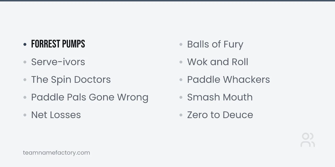 Funny Ping Pong Team Names — ping pong team names ideas from teamnamefactory.com