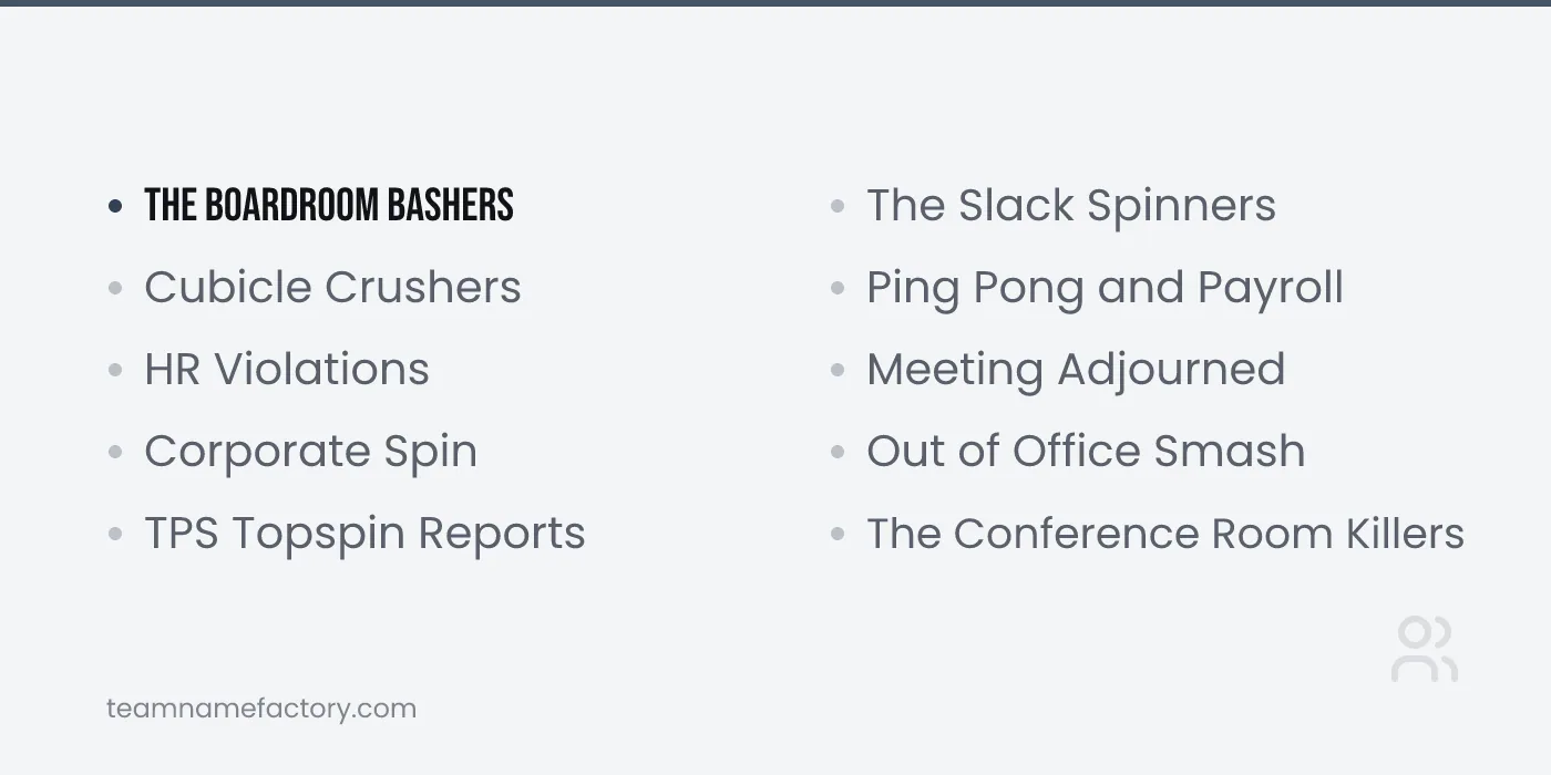 Office Ping Pong Team Names — ping pong team names ideas from teamnamefactory.com