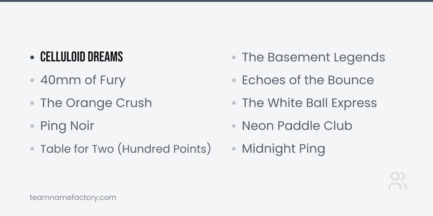 Unique and Creative Ping Pong Team Names — ping pong team names ideas from teamnamefactory.com