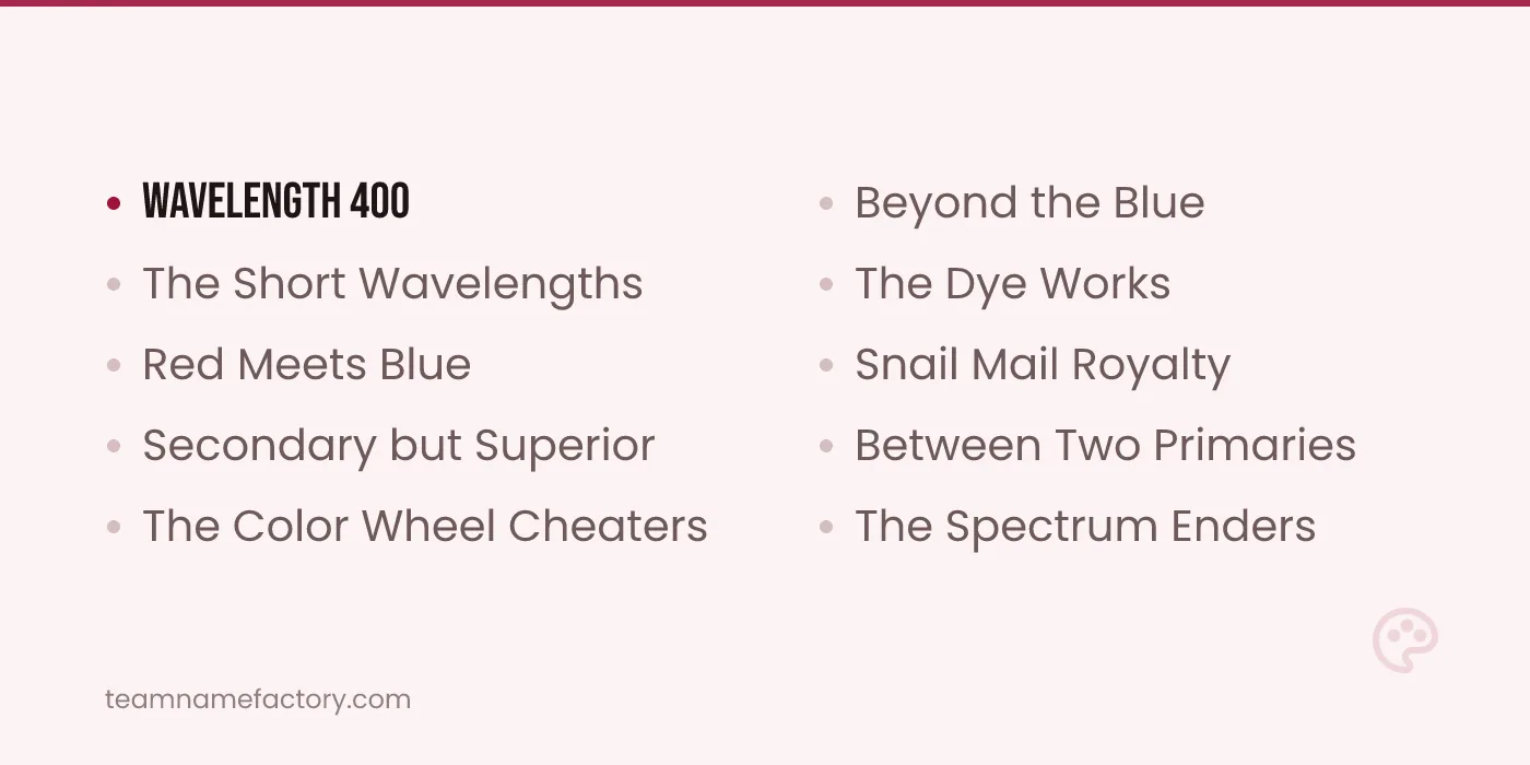The Most Clever Purple Team Names We Could Find — purple team names ideas from teamnamefactory.com