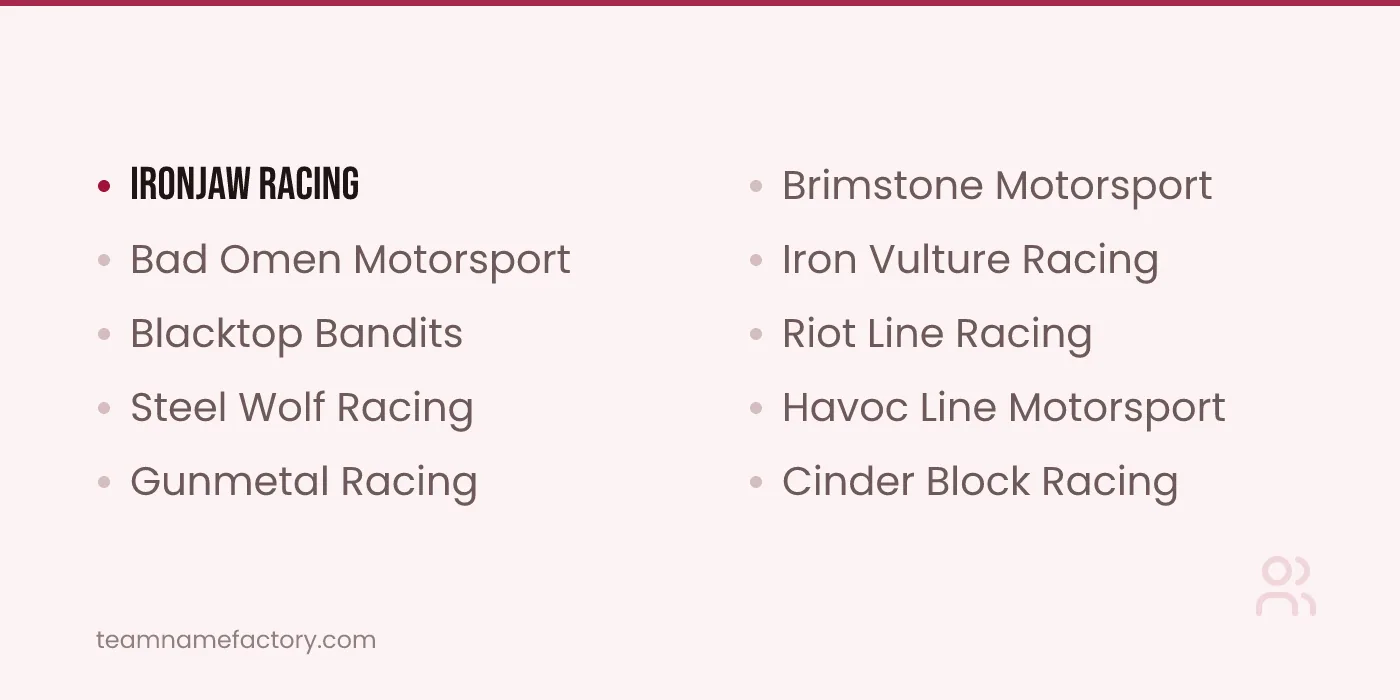 Truly Badass Racing Team Names That Sound Dangerous — racing team names ideas from teamnamefactory.com