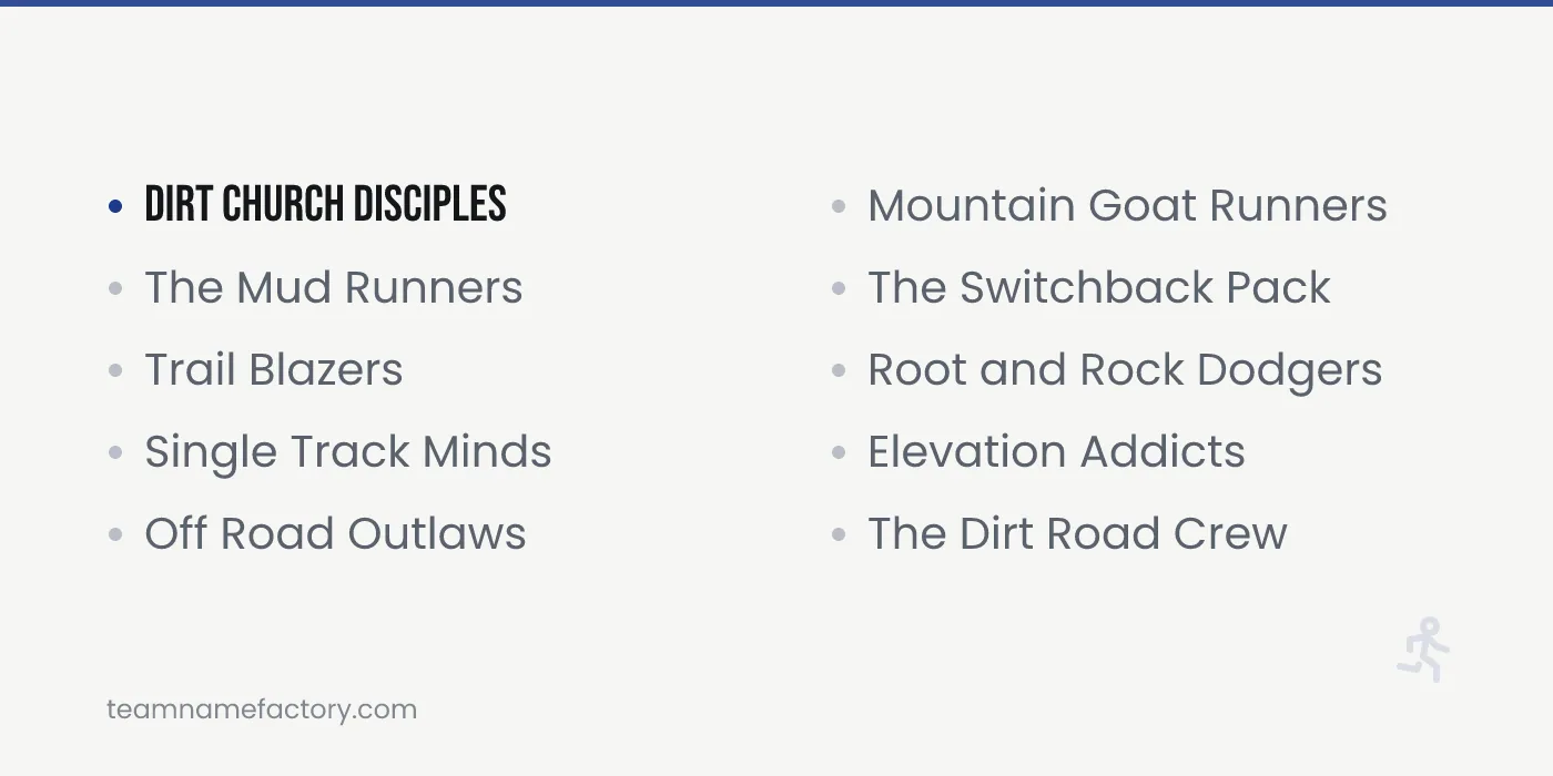 Trail Running Team Names — running team names ideas from teamnamefactory.com