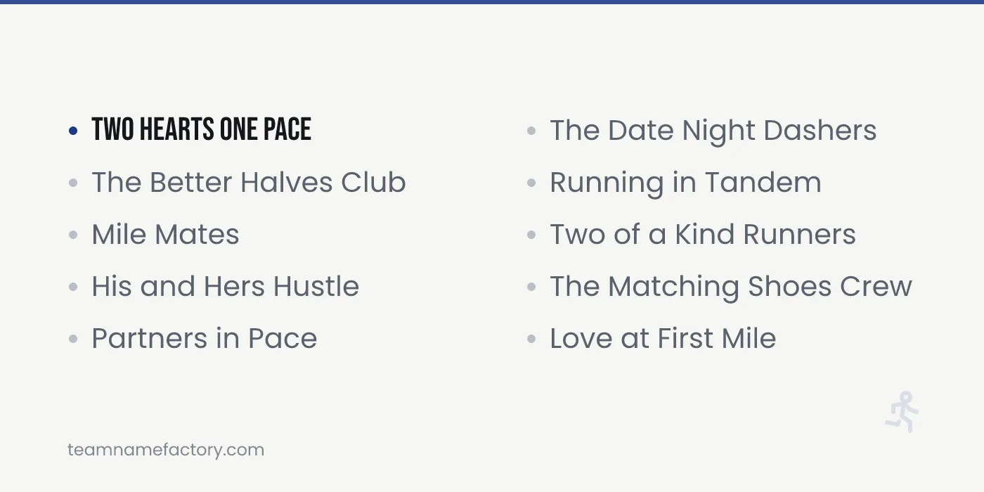 Couple Running Team Names — running team names ideas from teamnamefactory.com