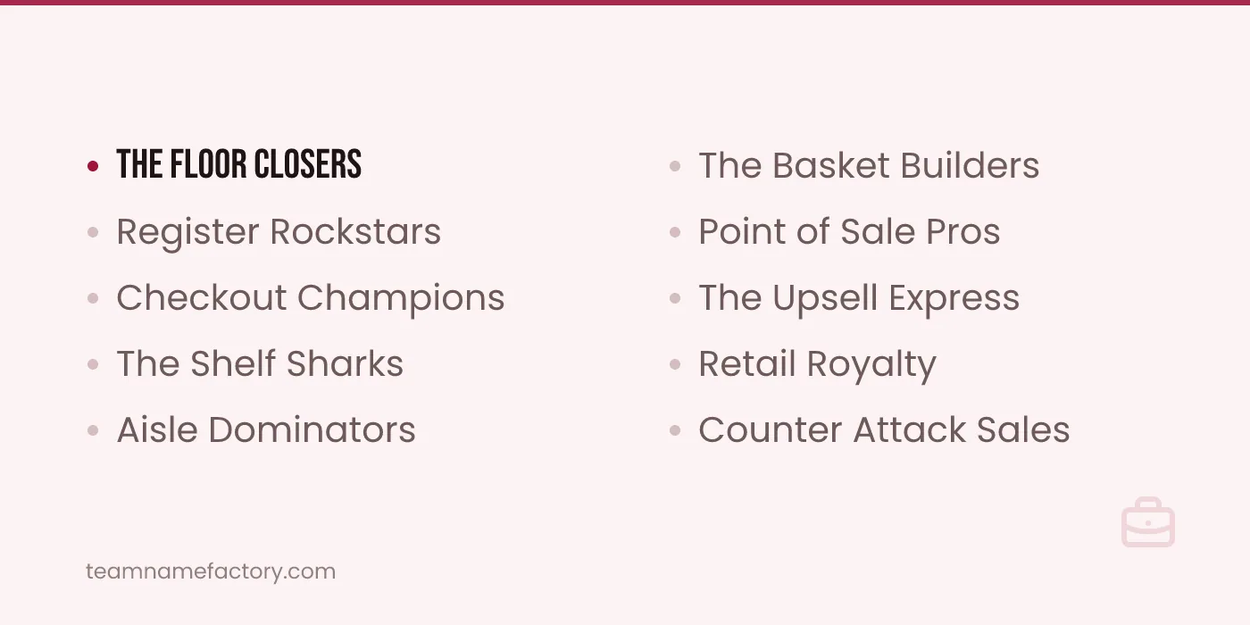 Retail Sales Team Names — sales team names ideas from teamnamefactory.com