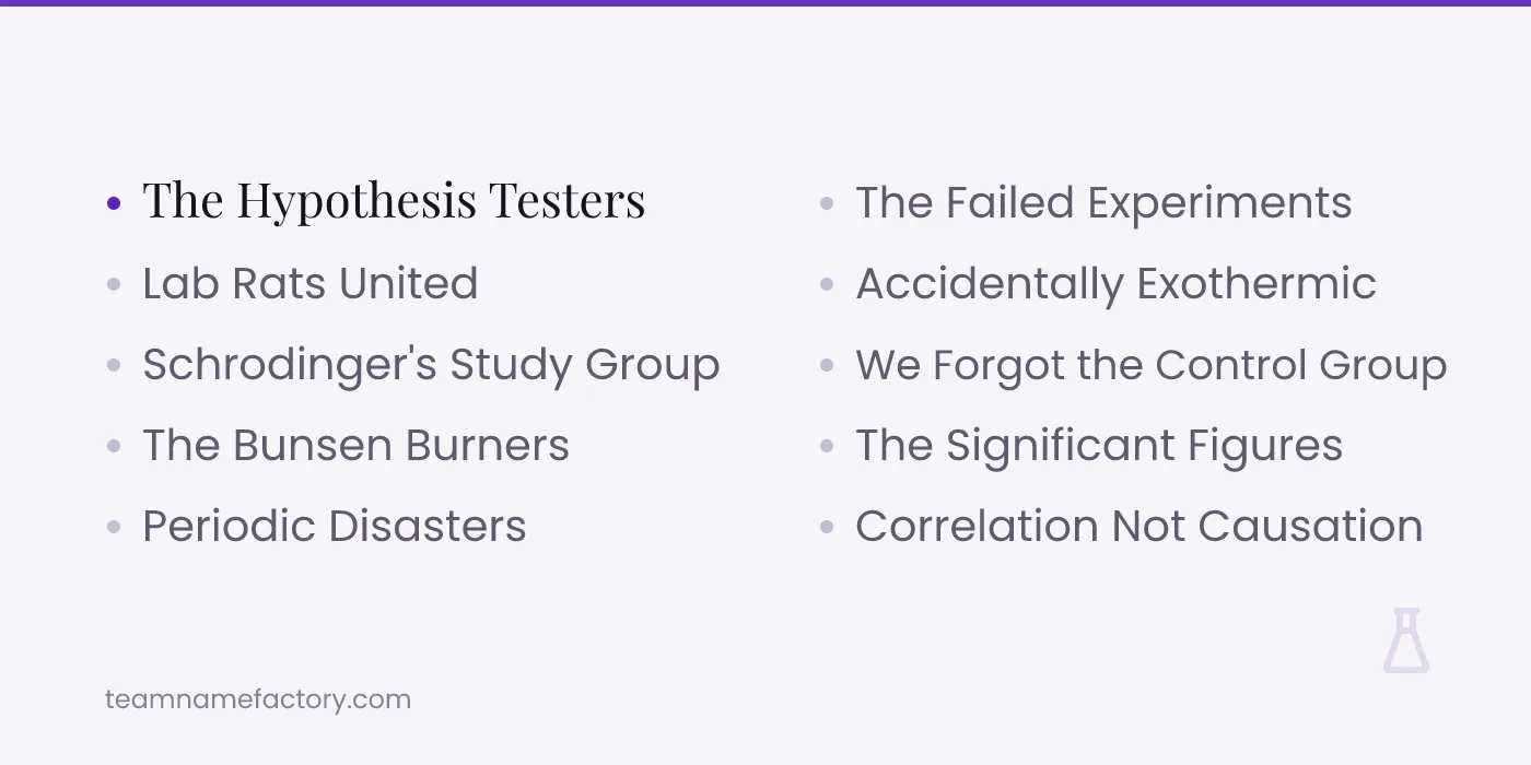 Funny Science Group Names — science group names ideas from teamnamefactory.com