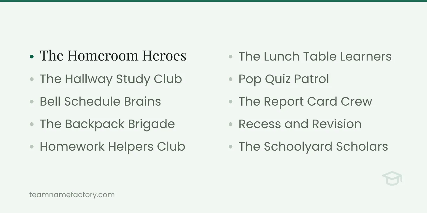 Study Group Names for School Students — study group names ideas from teamnamefactory.com