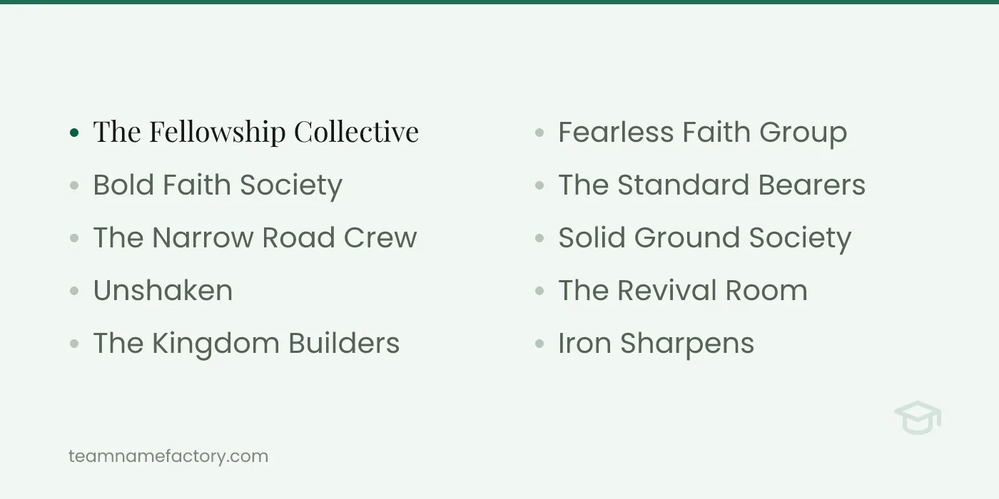 Cool Bible Study Group Names — study group names ideas from teamnamefactory.com