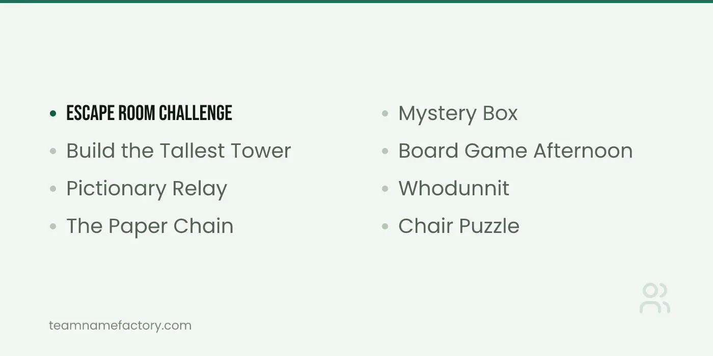 Indoor Team Building Activities — team building activities ideas from teamnamefactory.com