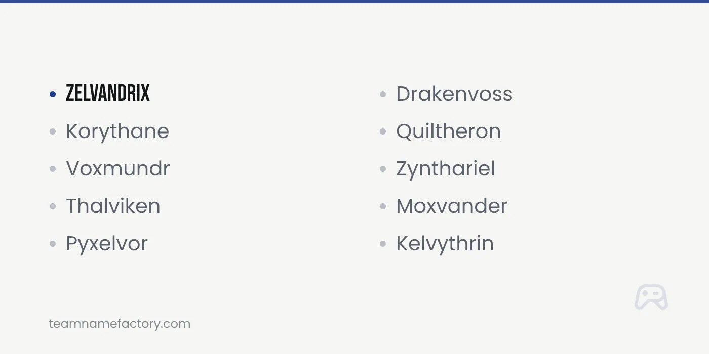 Invented Word Names Nobody Has — unique gaming names ideas from teamnamefactory.com