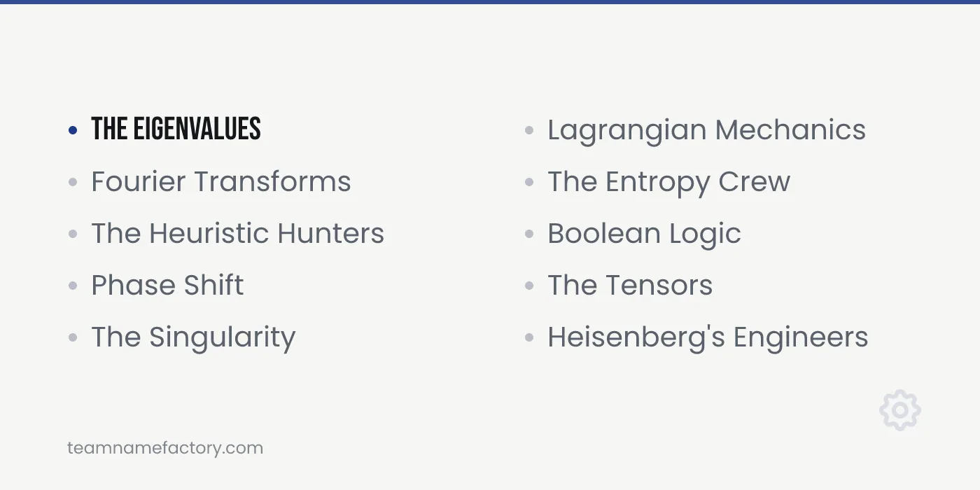 Unique Engineering Team Names — engineering team names ideas from teamnamefactory.com