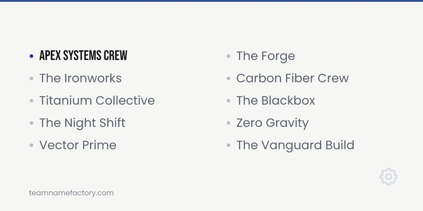 Cool Engineering Team Names — engineering team names ideas from teamnamefactory.com
