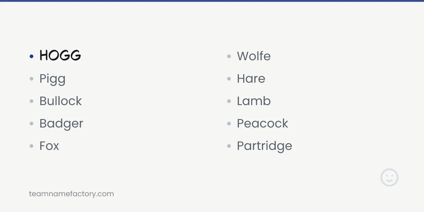 Real Animal Last Names — funny last names ideas from teamnamefactory.com