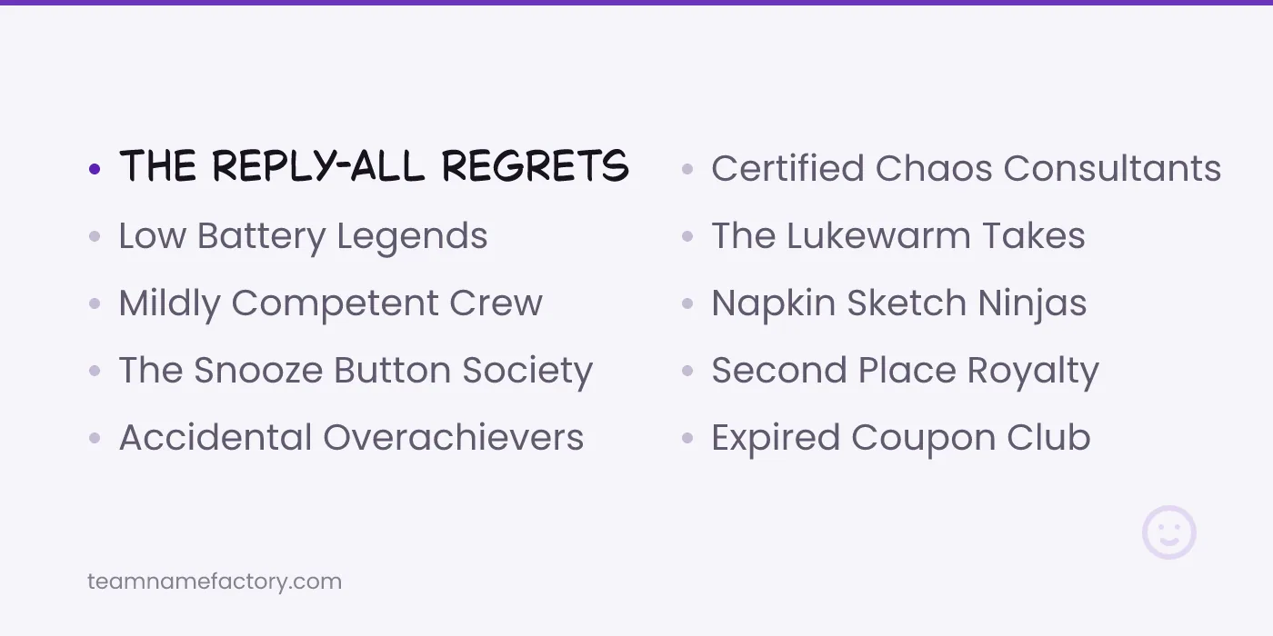 Funny Team Names — funny team names ideas from teamnamefactory.com