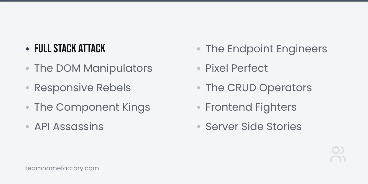 Web Dev Hackathon Team Names — hackathon team names ideas from teamnamefactory.com